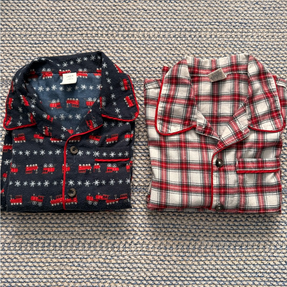 Janie and Jack Red Train Print Pajama Set